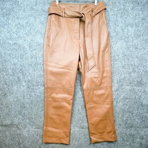 Shinestar Pants Womens Medium Faux Leather Belted Straight Vegan Casual‎ Career